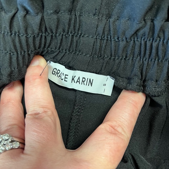 Grace Karin Cropped Paper Bag Waist Pants with Pockets SZ SM - Picture 5 of 6